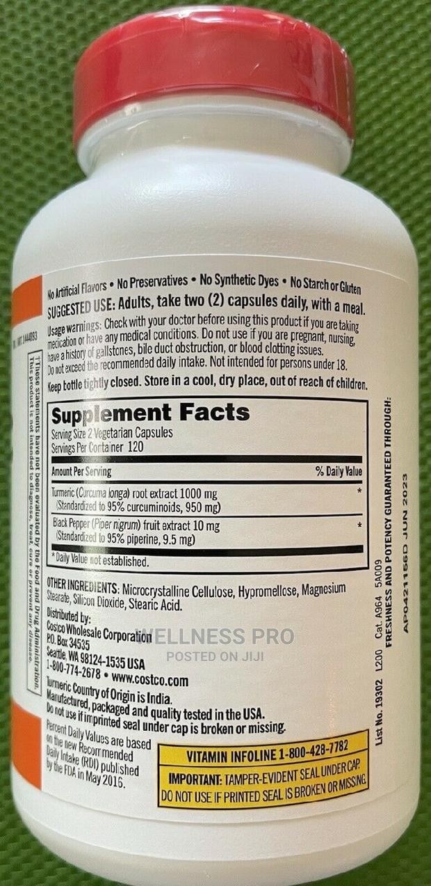 Kirkland TURMERIC With Black PEPPER Supplement 1000 Mg 240's WELLNESS PRO