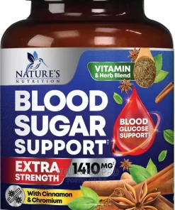 Natures Nutrition Blood Sugar Support Extra Strength Supplement Vegan 60caps