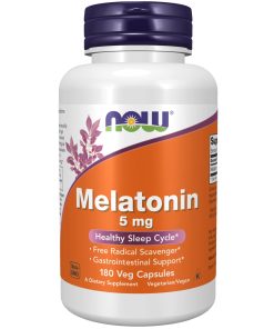 NOW Supplements, Melatonin 5 mg, Free Radical Scavenger*, Healthy Sleep Cycle*, 180 Count (Pack of 1)