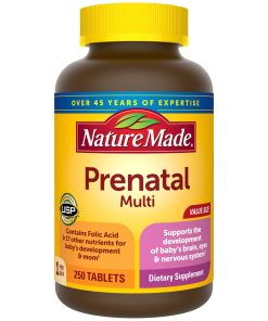 Nature made Prenatal Multi, 250 Tablets, Folic Acid + 17 Prenatal Vitamins & Minerals to Support Baby Development and Mom, Vitamin D3, Calcium, Iron, Iodine, Vitamin C, and More