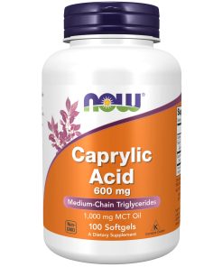 NOW Supplements, Caprylic Acid 600 mg, MCT (Medium-Chain Triglycerides), 100 Softgels