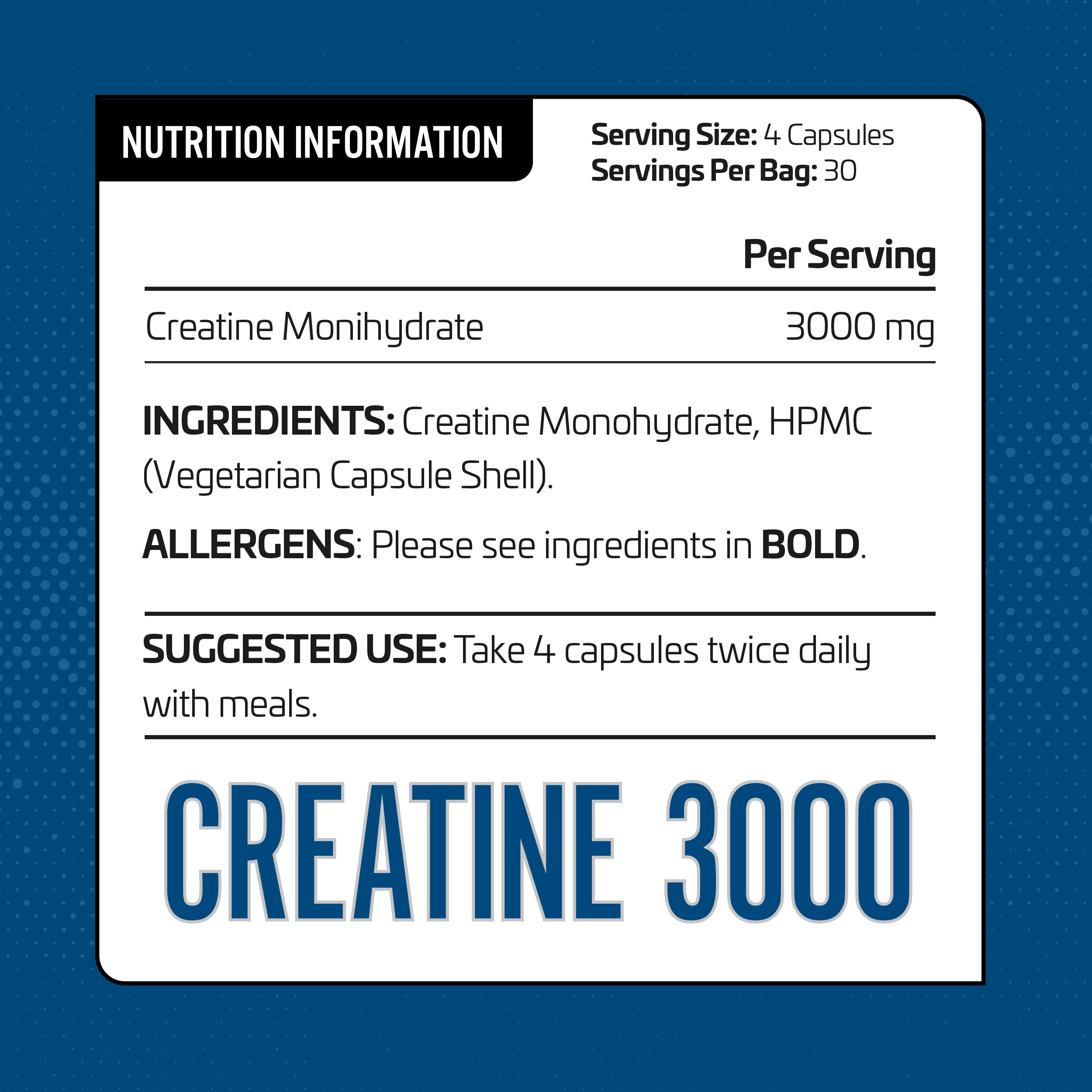 Applied Nutrition Creatine 3000 - Creatine Monohydrate Capsules 3000mg Per Serving, High Strength Supplement, Increases Physical Performance (120 Capsules - 30 Servings) - Image 3