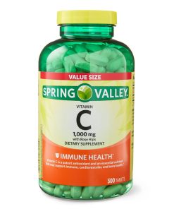 Spring Valley Vitamin C with Rose Hips Dietary Supplement for immunity, heart and bone health support 1000mg, 500 Count
