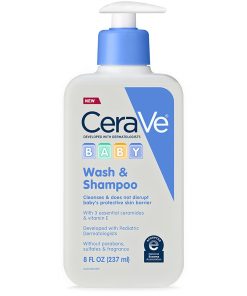 CeraVe Baby Wash & Shampoo | 2-in-1 Tear-Free Baby Wash for Baby Skin & Hair | Fragrance, Paraben, Dye, Phthalates & Sulfate Free for Baby Bath | Baby Soap with Vitamin E | 237ml
