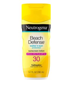 Neutrogena Beach Defense Water-Resistant Sunscreen Lotion with Broad Spectrum SPF 30, Oil-Free and PABA-Free Oxybenzone-Free Sunscreen Lotion, UVA/UVB Sun Protection, SPF 30, 198ml