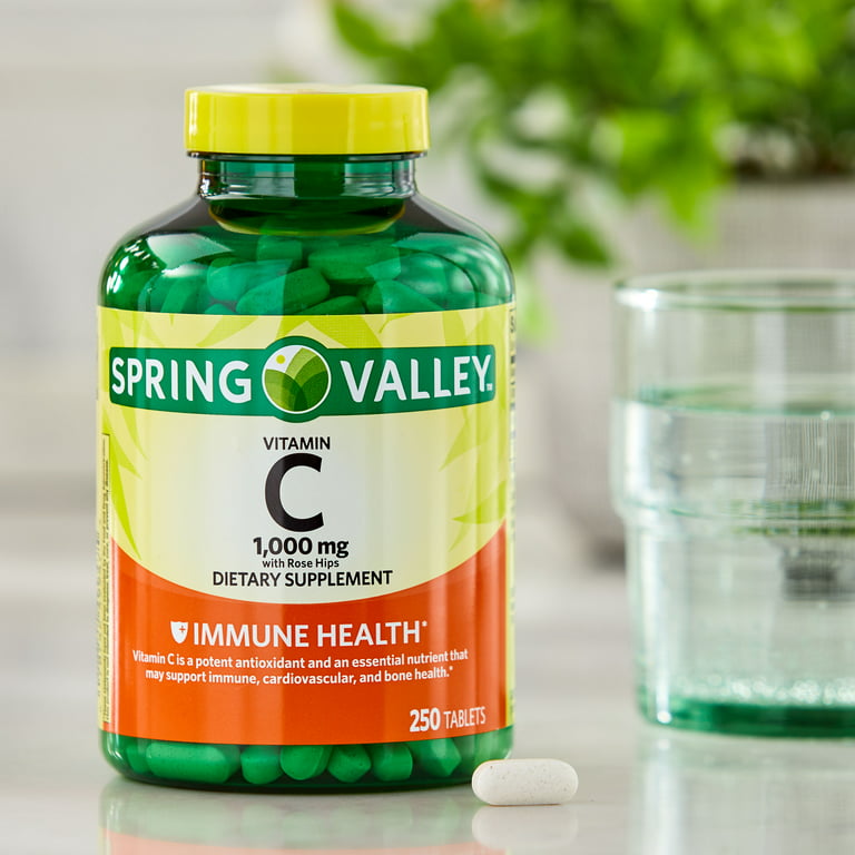 Spring Valley Vitamin C with Rose Hips Tablets Dietary Supplement