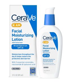 CeraVe AM Facial Moisturizing Lotion SPF 30 | Oil-Free Face Moisturizer with Sunscreen | Non-Comedogenic | 3 Ounce 89ml
