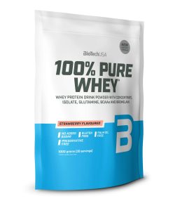 BioTechUSA 100% Pure Whey Protein Complex with bromelain Enzyme, Amino acids, sweeteners and no Added Sugar, Palm Oil Free, 1 kg, Strawberry