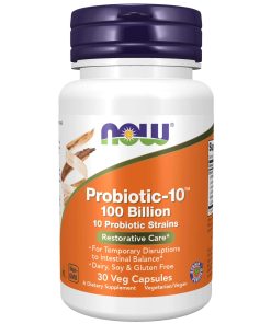 NOW Supplements, Probiotic-10™, 100 Billion, with 10 Probiotic Strains,Dairy, Soy and Gluten Free, Strain Verified, 30 Veg Capsules