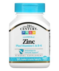 21st Century, Zinc Plus Vitamins C & B-6 B6, Chewable, Cherry Flavor, 90 Tablets