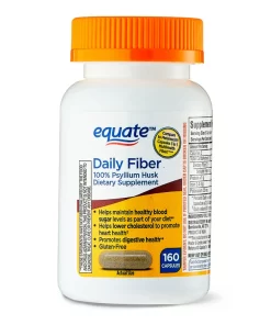Equate Daily Fiber, 100% Psyllium Husk Capsules, 160 Count