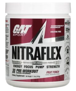 GAT Sport Nitraflex Test Booster Powder, Fruit Punch, 30 Serving