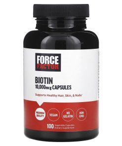 Force Factor Biotin, 10000 McG, 100 Veg Caps for Hair, Skin and Nails