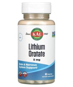 KAL, Lithium Orotate, 5 mg, 60 VegCaps for brain support