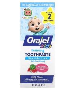 Orajel, Cocomelon Fluoride-Free Training Toothpaste, 0-3 Years, Natural Watermelon, 1.5 oz (42.5 g)