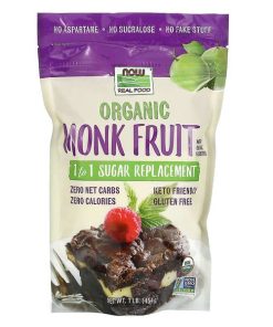 NOW Foods, Real Food, Organic Monk Fruit, 1-to-1 Sugar Replacement , 1 lb (454 g)