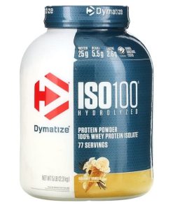 Dymatize, ISO100® Hydrolyzed, 100% Whey Protein Isolate, Gourmet Vanilla, 5 lb (2.3 kg) 76 servings