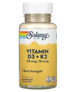 Solaray, Vitamin D3 5000iu + K2 MK-7 50 mcg , 60 VegCaps