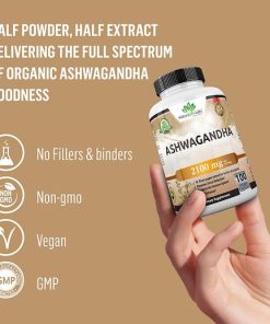 Organic ashwagandha 2,100 mg per serving 100 veggie caps