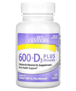 21st Century, 600+D3 Plus Minerals, 120 Tablets