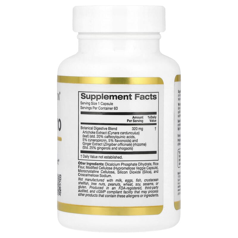 Alternative view of California Gold Nutrition, Digestion Pro with ProDigest®, Botanical Digestive Blend of Artichoke and Ginger Extracts, 320 mg, 60 Veggie Capsules