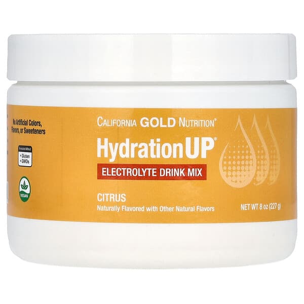 California Gold Nutrition, HydrationUP®, Electrolyte Drink Mix with Vitamin D, Calcium, Iron and Potassium, Citrus, 8 oz (227 g