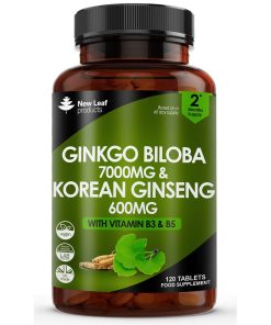 New leaf Ginkgo Biloba Korean Ginseng Tablets 2 Month Supply