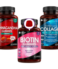 New leaf Collagen, Ashwagandha, Biotin Anti-Aging Bundle