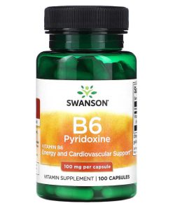 Swanson, B6 Pyridoxine, 100 mg, 100 Capsules