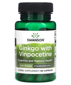 Swanson, Ginkgo with Vinpocetine, Standardized, 60 Capsules