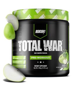 REDCON1 Total War Pre Workout Powder, Green Apple - Fast Acting Caffeinated 30 Servings