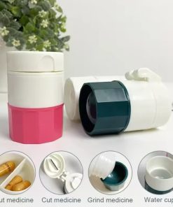 Portable Pill Grinder & Splitter Kit - 3-in-l  Medicine Crusher with Storage Box, Tablet  Cutter for Travel & Home Use