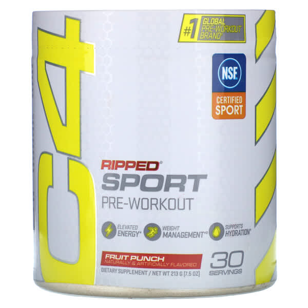 C4 Cellucor, C4 Sport Ripped, Preworkout, Fruit Punch, 30 Servings