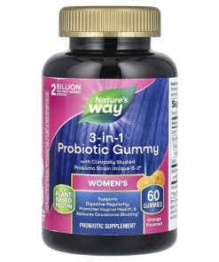 Natures way Womens 3-in-1 Probiotic Gummy, Orange, 60 Gummies
