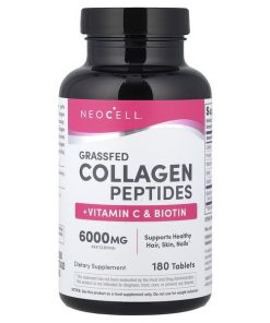 Neocell, Grassfed Collagen Peptides + Vitamin C Biotin, 180 Tablets
