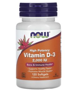 NOW Foods, Vitamin D3 2000 D-3, High Potency, 120 Softgels