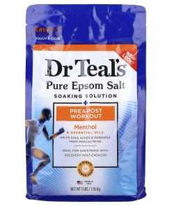 Dr. Teal's Pure Epsom Salt Soaking Solution, Pre & Post-Workout, Menthol & Essential Oils, 1.36 kg (3 lbs)