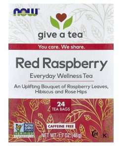 NOW Foods Everyday Wellness Tea, Red Raspberry, Caffeine-Free, 24 Tea Bags, 1.7 oz (48 g)