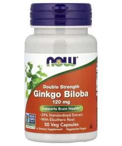NOW Foods Ginkgo Biloba With Eleuthero Root, 50 Veg Capsules