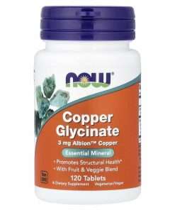 NOW Foods Copper Glycinate, 120 Tablets