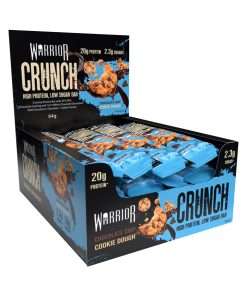Warrior Crunch Protein Bars, Chocolate Chip Cookie Dough 12 x 64g – High Protein Snacks (20g), Low Sugar, Low Calorie Snack Bar, Guilt-Free On-the-Go Treats, Multipack Diet Bars for Weight Loss