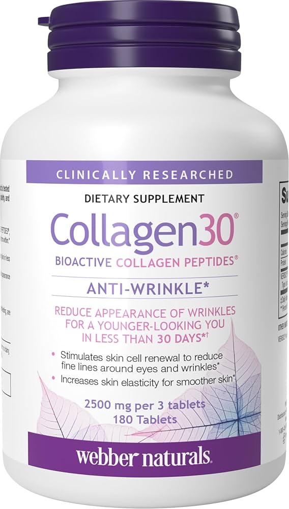 Webber Naturals Collagen30 Anti-Wrinkle 2500mg (180 Tablets) - Bioactive Collagen Peptides - Image 2