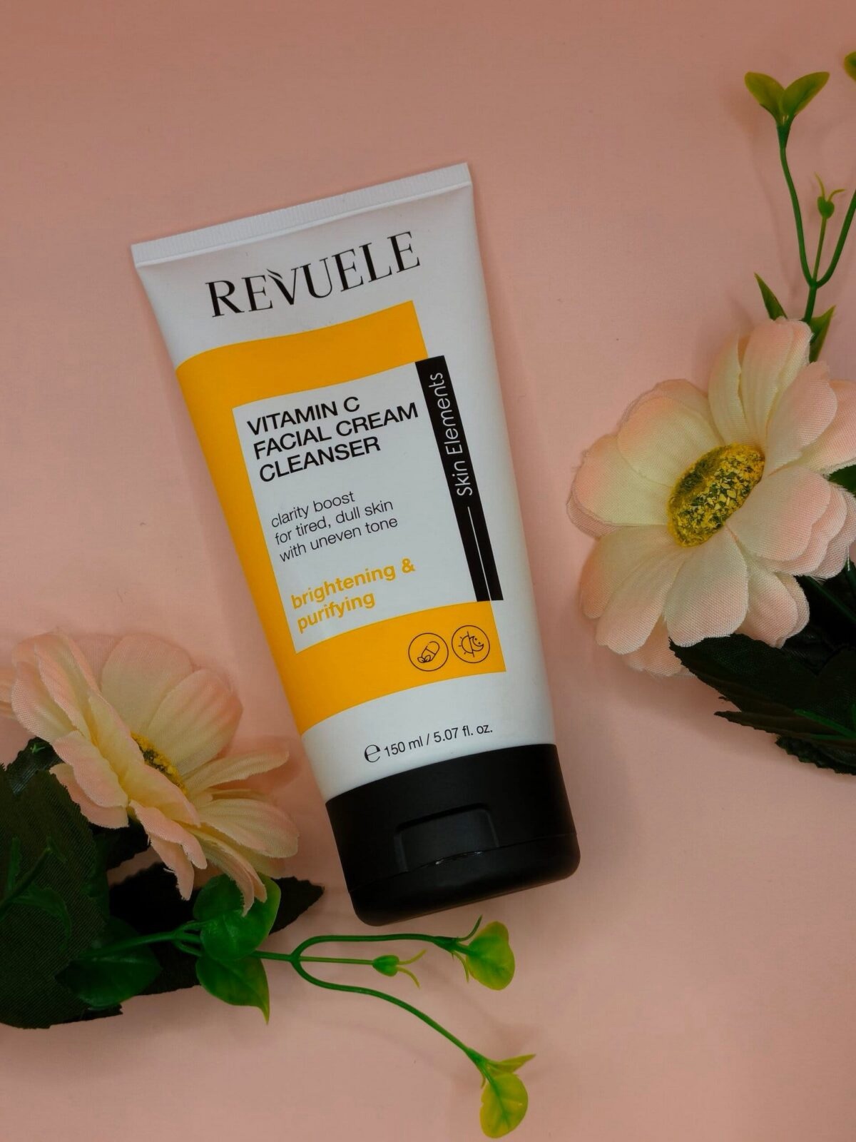Revuele Vitamin C Facial Cream Cleanser (150 ml / 5.07 fl. oz.) - Skin Elements Brightening & Purifying Wash for Tired, Dull Skin