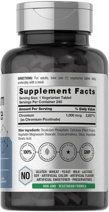 Horbäach Chromium Picolinate 1000mcg (240 Vegetarian Tablets) - Metabolism & Sugar Support - Image 2