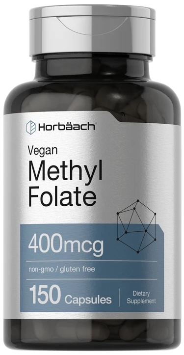 Horbäach Vegan Methyl Folate 400mcg (150 Vegetarian Capsules) - Active B9 Supplement