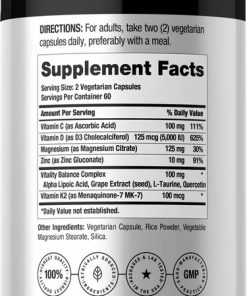 Horbäach Vitamin D3 K2 with Magnesium, Zinc & Quercetin - 120 Vegetarian Capsules